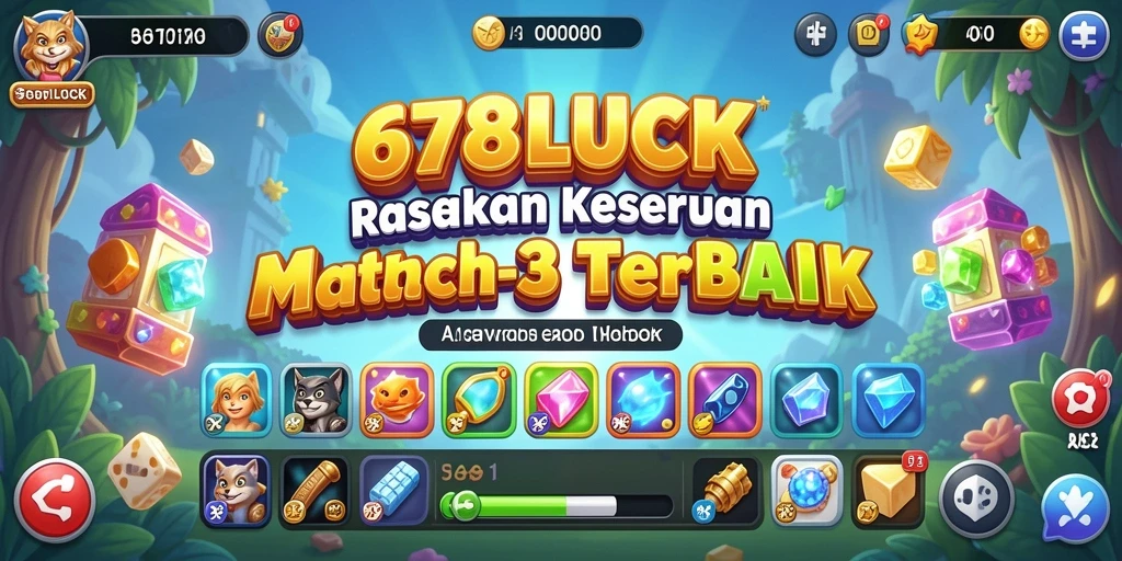 Tangkapan layar gameplay seru di 678LUCK dengan tantangan Match-3.