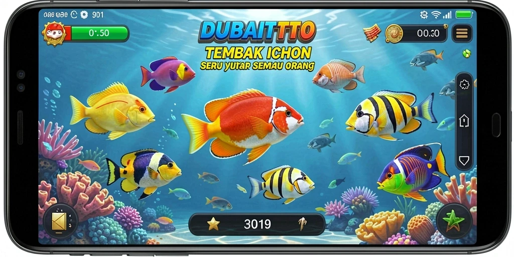Tampilan gameplay DUBAITOTO yang menampilkan aksi Tembak Ikan yang seru.