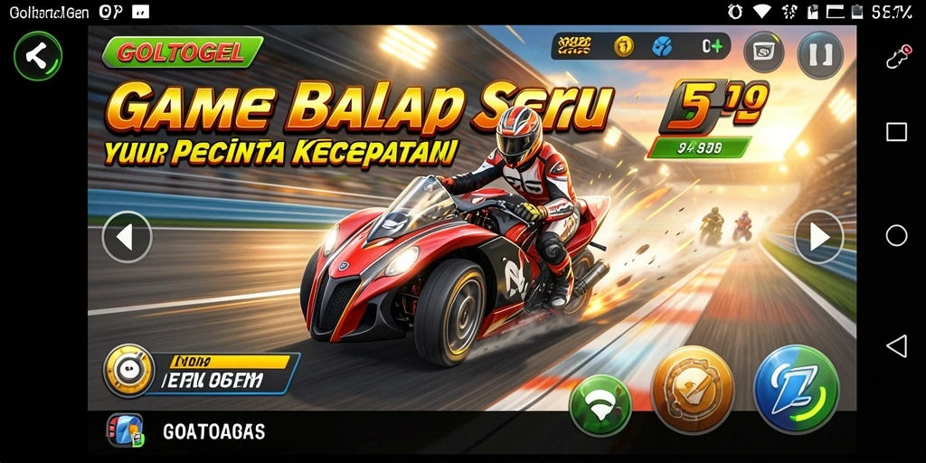 Tampilan gameplay seru di GOLTOGEL yang penuh aksi balap.
