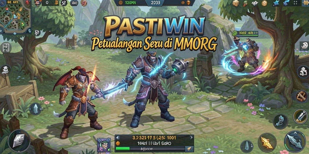 Screenshot utama gameplay PASTIWIN menampilkan aksi seru di dunia MMORPG.